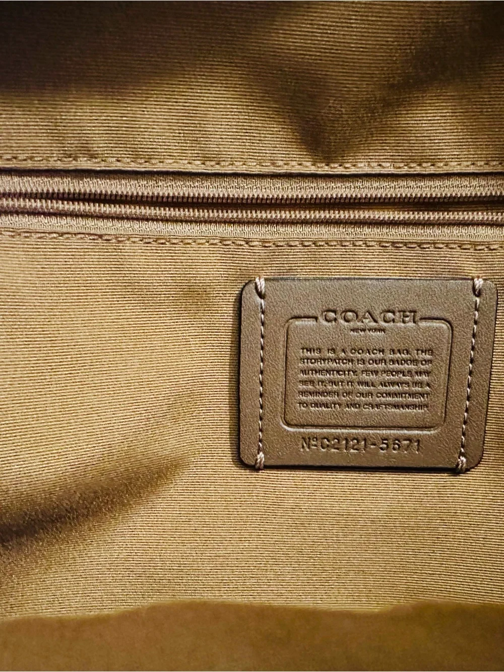 Coach Tan Signature Canvas Backpack with White Leather Front Pocket